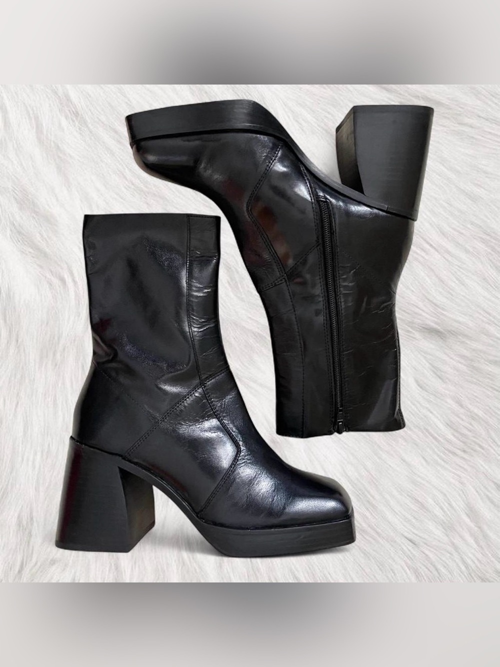 ASOS Design Rover heeled platform leather boots in black - Picture 4 of 5